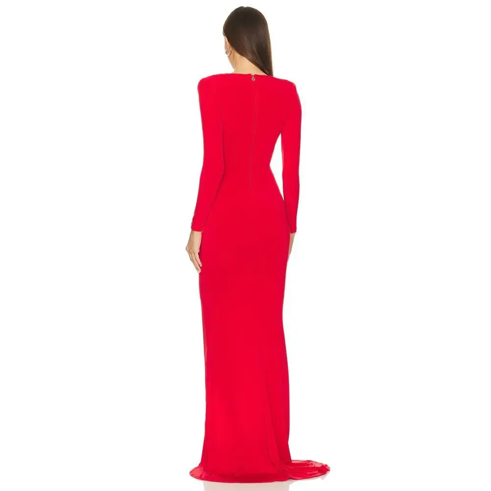 Nookie Farrah Gown Jersey Ruched Long Sleeve Party Formal Evening Prom Holiday S